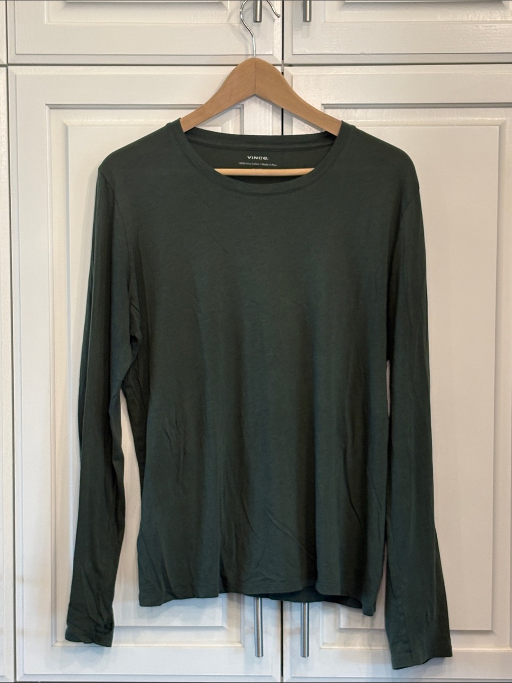 VINCE forest green long sleeve T in size XL